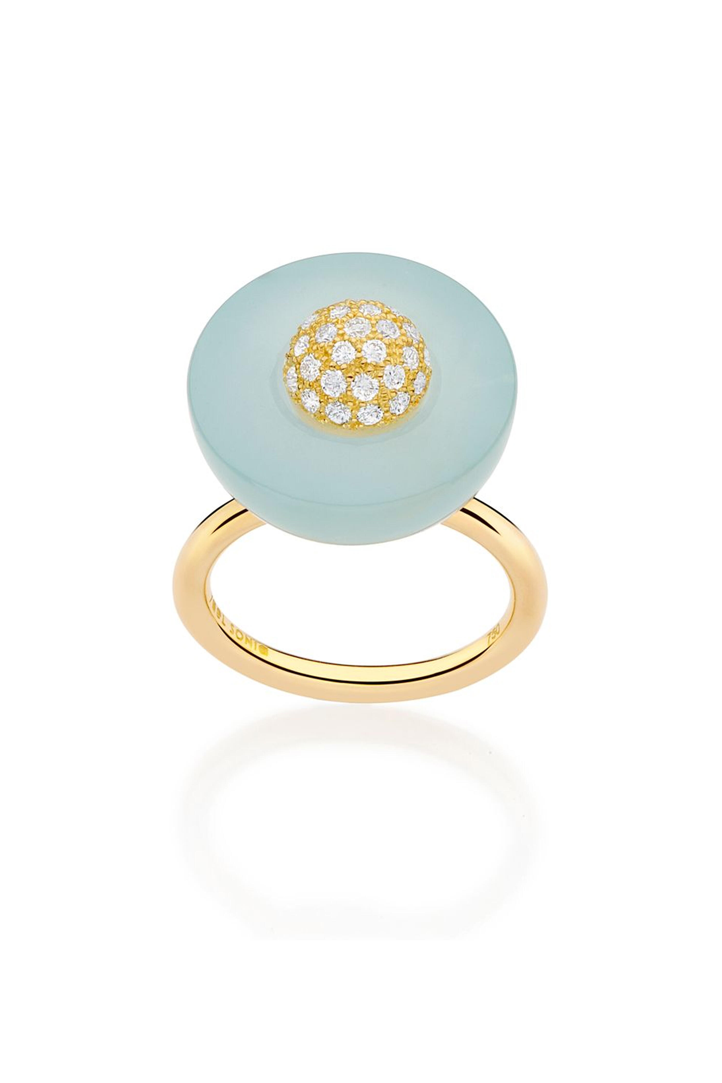 Yael Sonia - Large Brilliant Aquamarine Radiant Ring