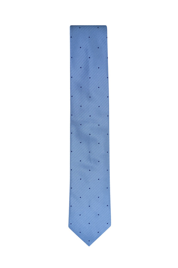 Brioni Sky Micro Motif Jacquard Silk Neck Tie