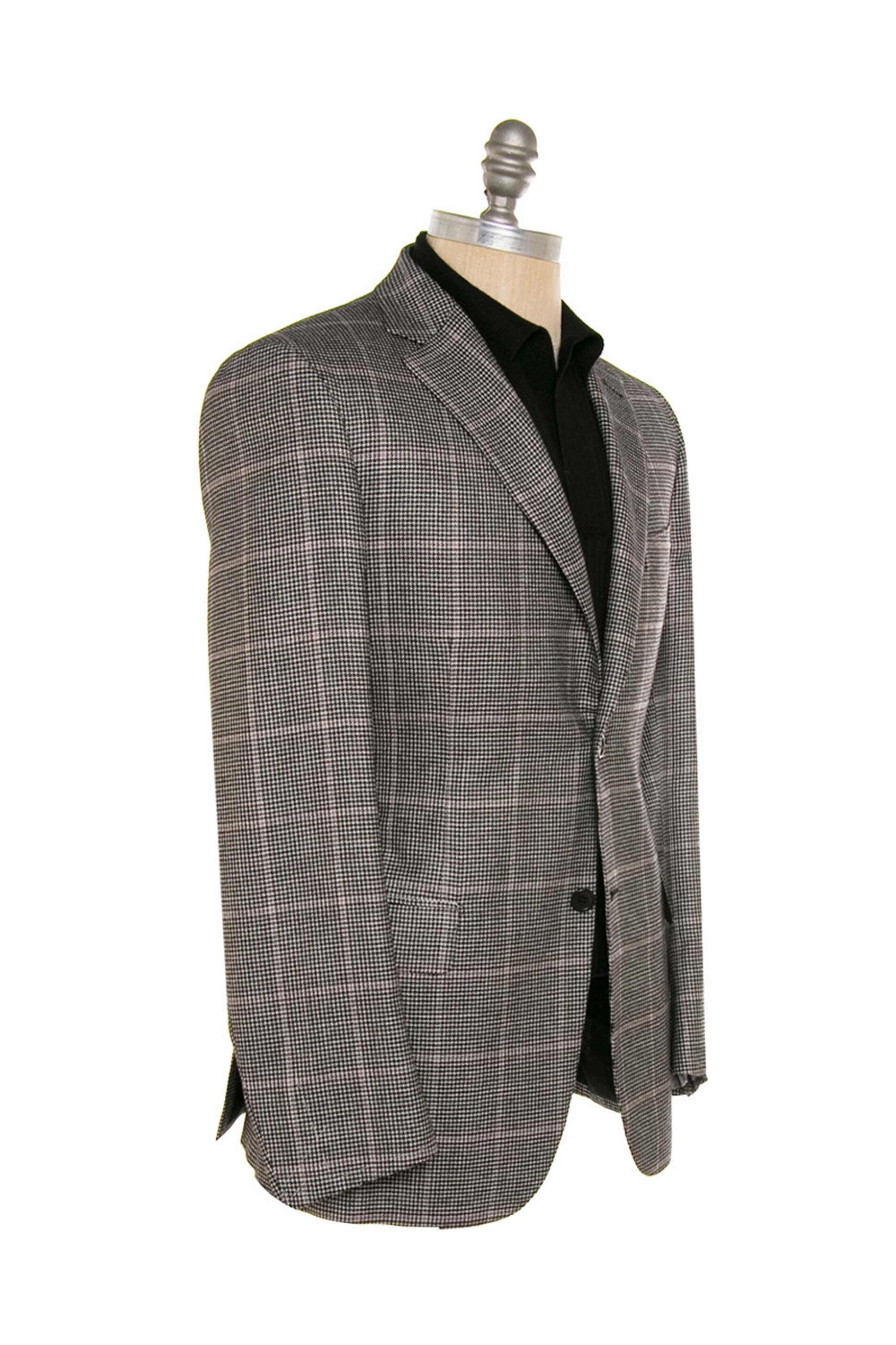 Brioni - Black and White with Rose Houndstooth Sportcoat