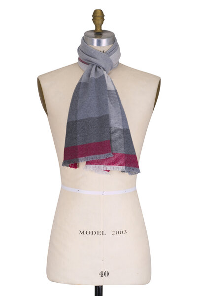 【関税&送料込】Brunello Cucinelli Cashmere Blend Scarf With Brunello Cucinelli - Light Gray Ribbed Cashmere Scarf