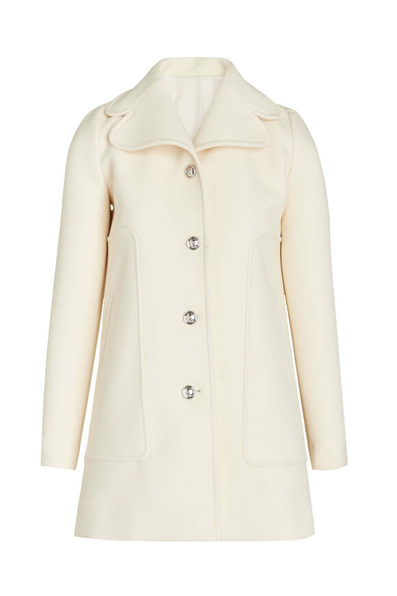 Tom Ford - Chalk & Black Leather Trim Trench Coat