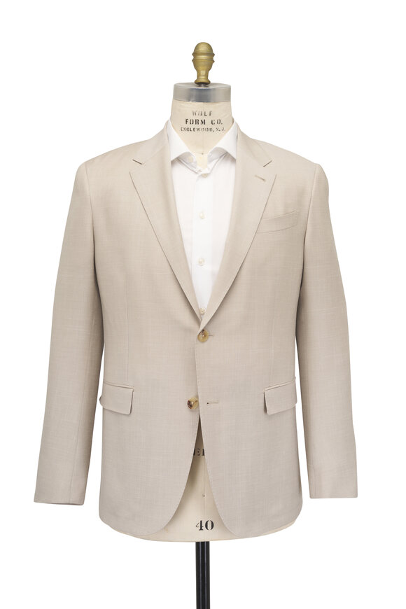 Zegna Light Beige Wool, Silk & Linen Crossover Sportcoat - view 3
