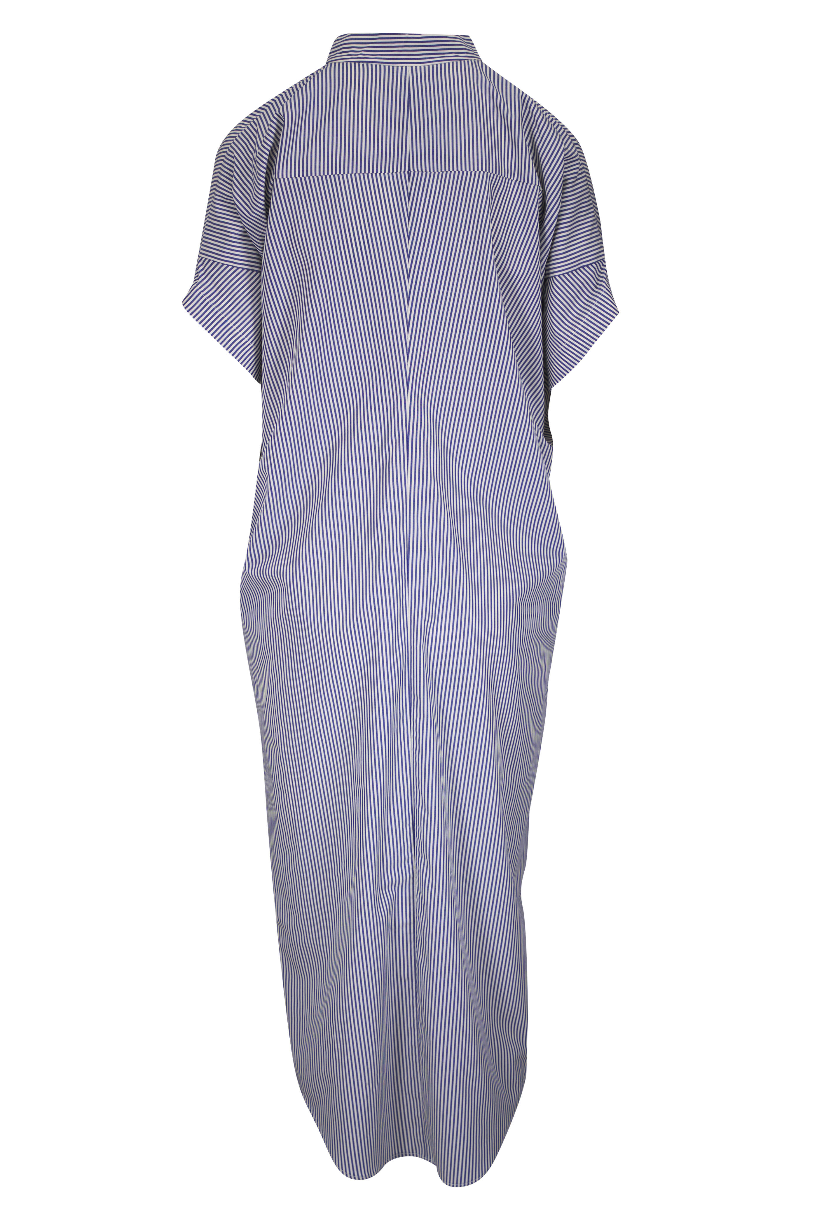 Zero + Maria Cornejo - Long Aissa Ivory & Navy Stripe Shirt Dress