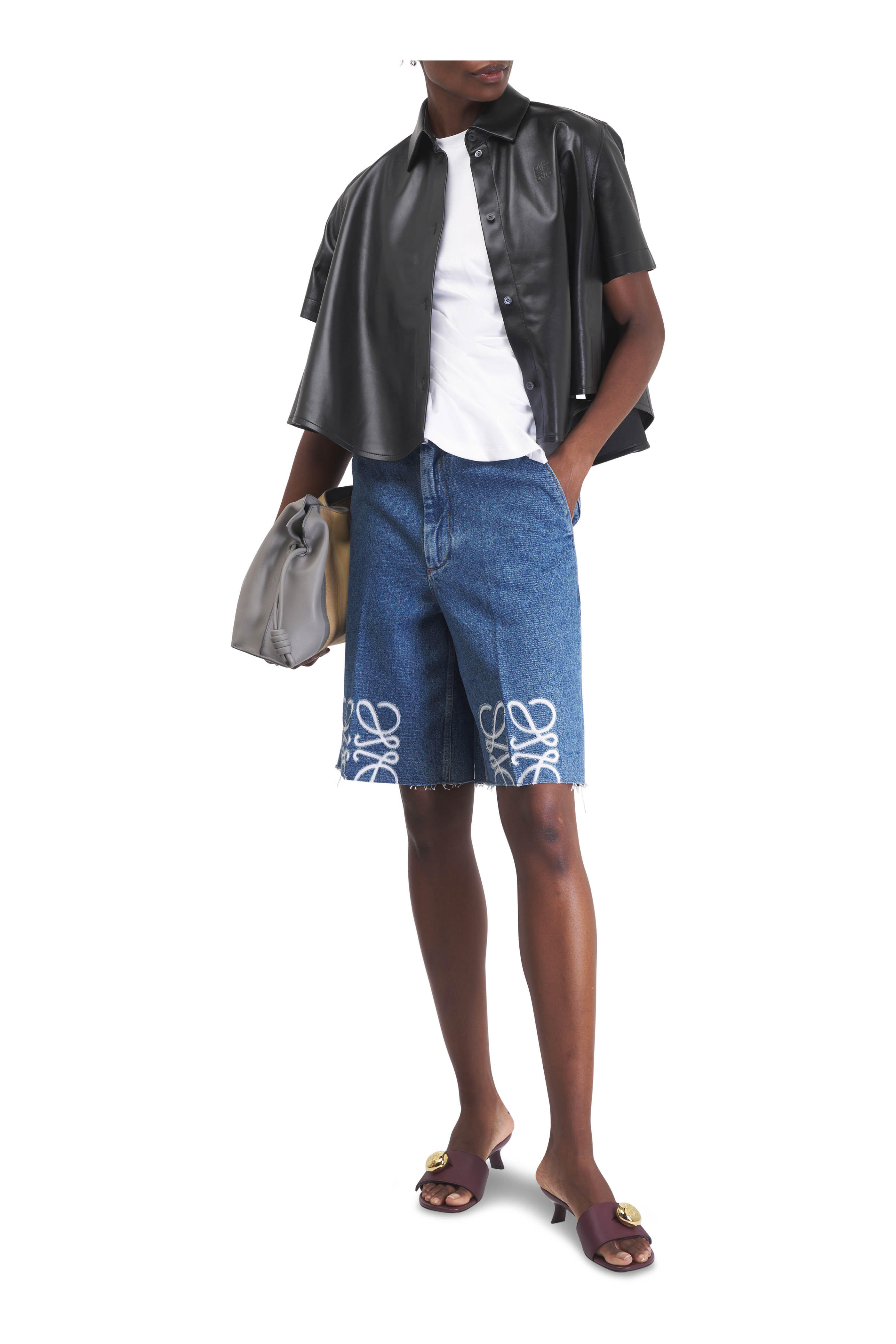 Loewe - Anagram Denim Cotton Bermudas | Mitchell Stores