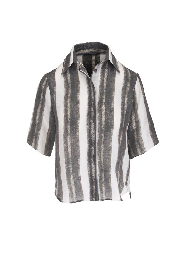 Kiton Black & White Stripe Blouse