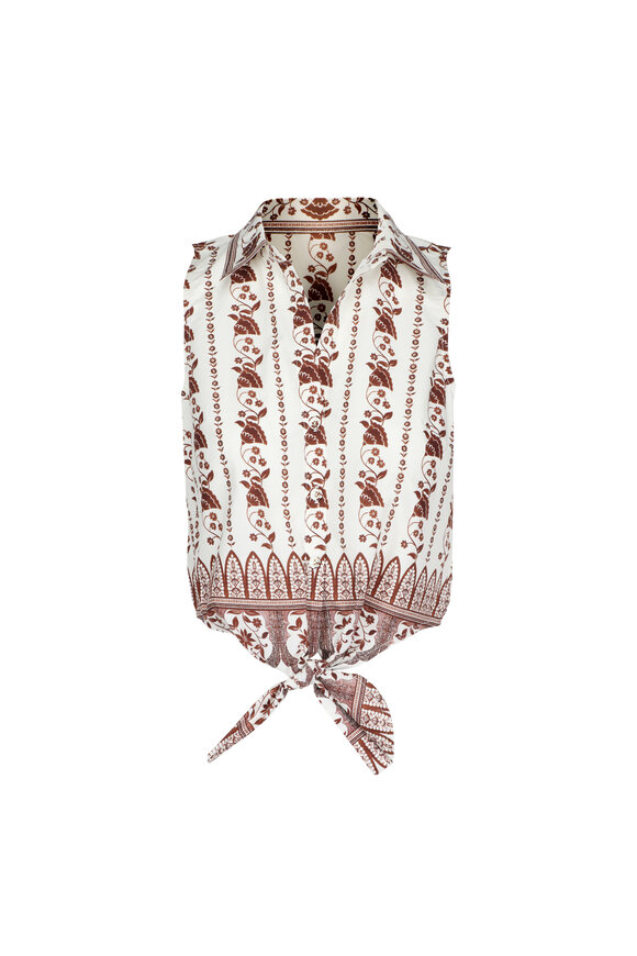 Cara Cara Vining Flora Brown Highland Tie Top