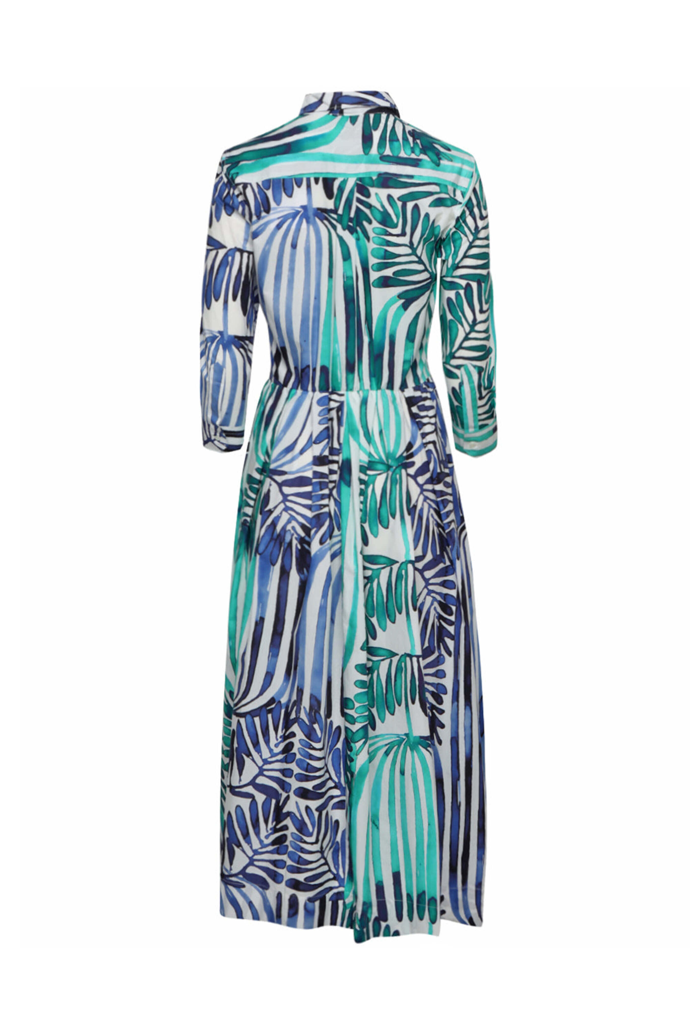 Sara Roka - Deco Indigo and Emerald Edrina Shirtdress