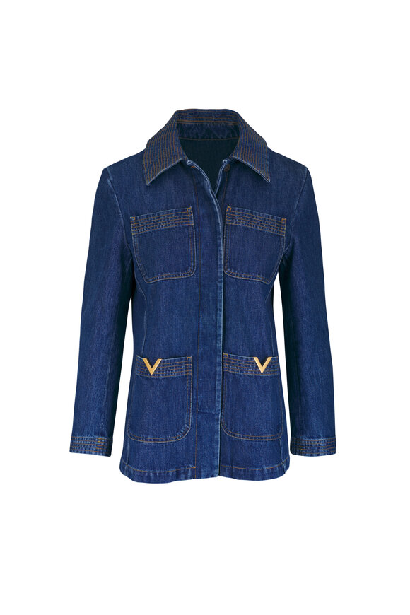 Valentino Medium Blue Denim Vlogo Coat
