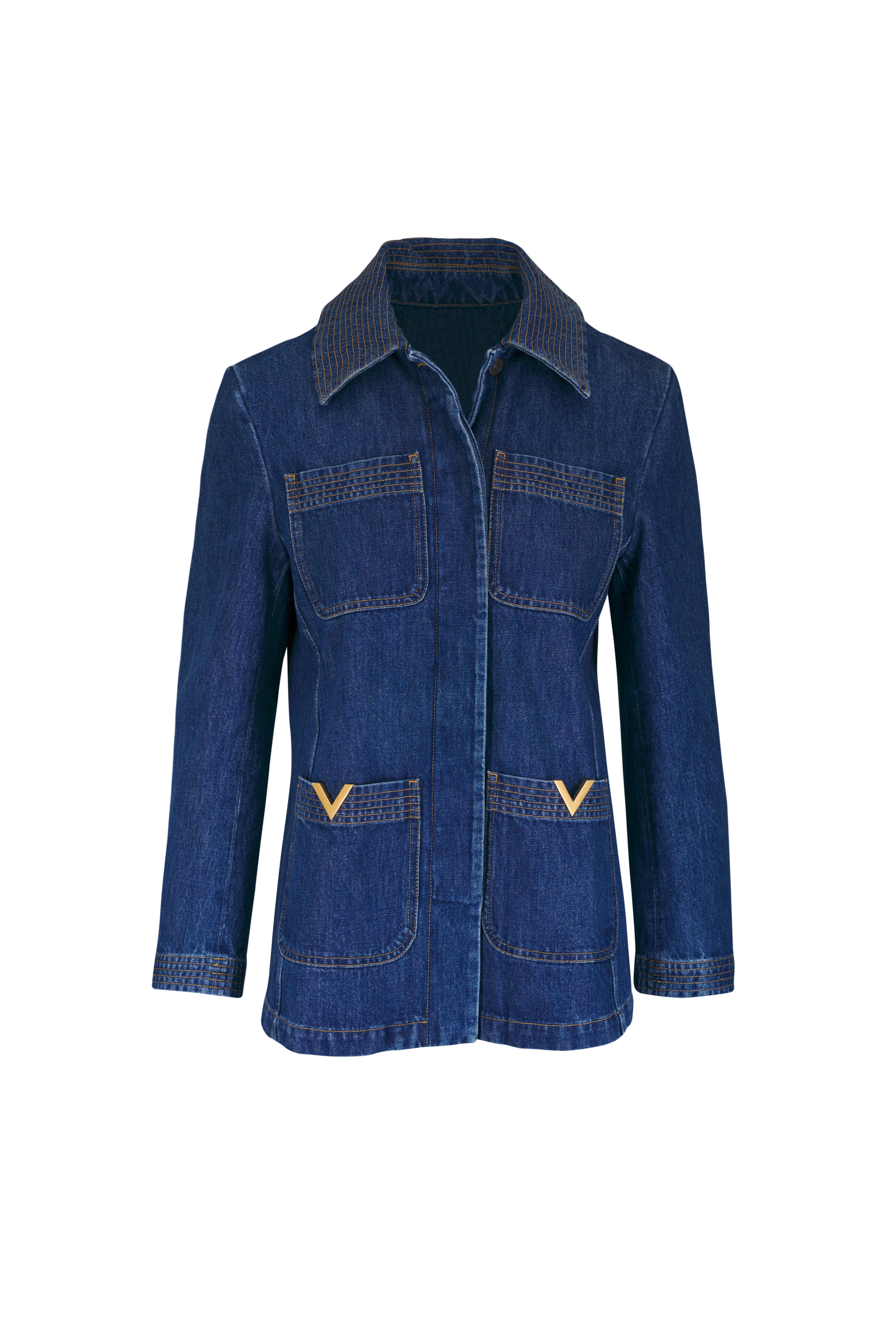 Valentino - Medium Blue Denim Vlogo Coat