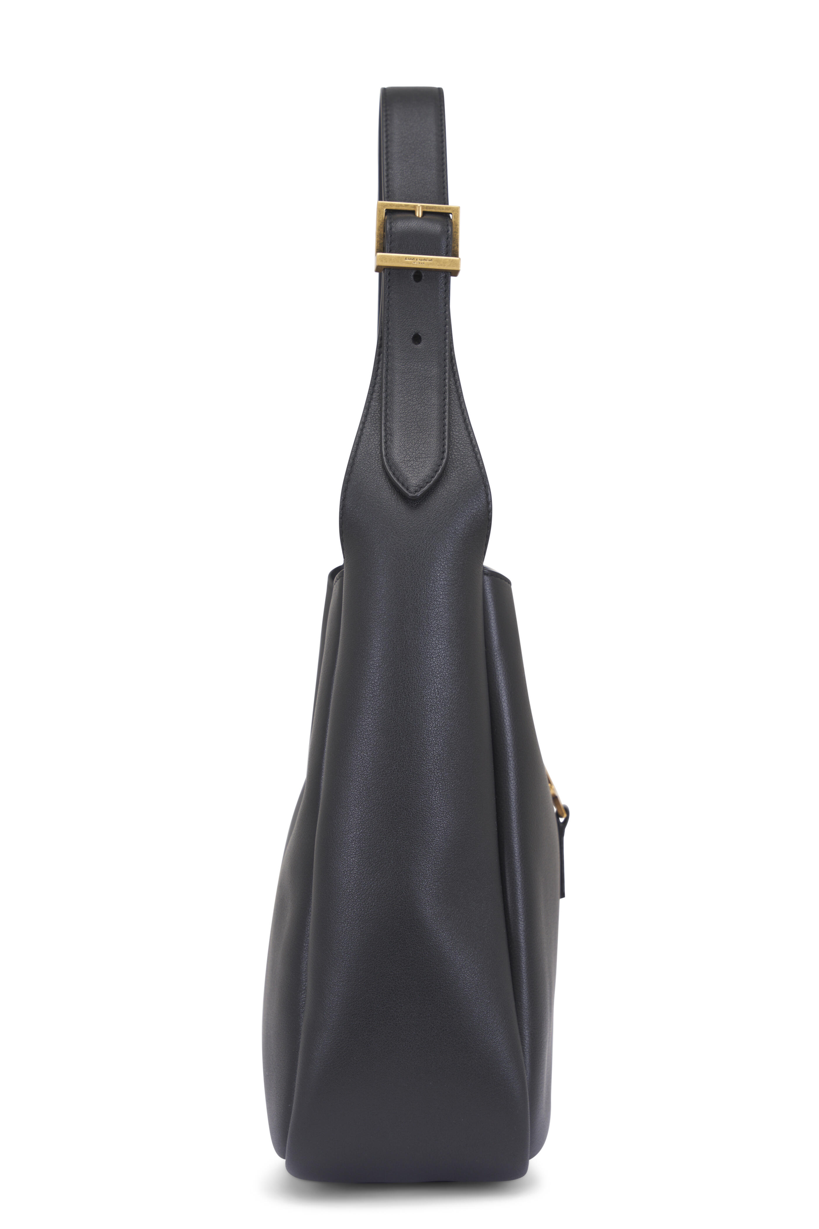 関税送料込国内発送★SAINT LAURENT Le 5 a 7 leather hobo bag Saint Laurent - Le 5 à 7 Supple Large Black Smooth Leather Hobo
