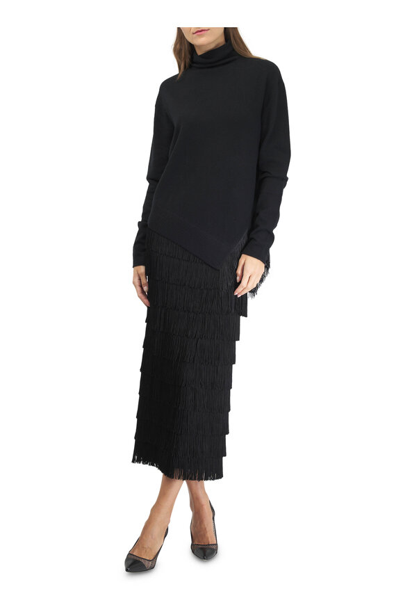 Dorothee Schumacher - Fringe Statement Black Wool & Cashmere Sweater