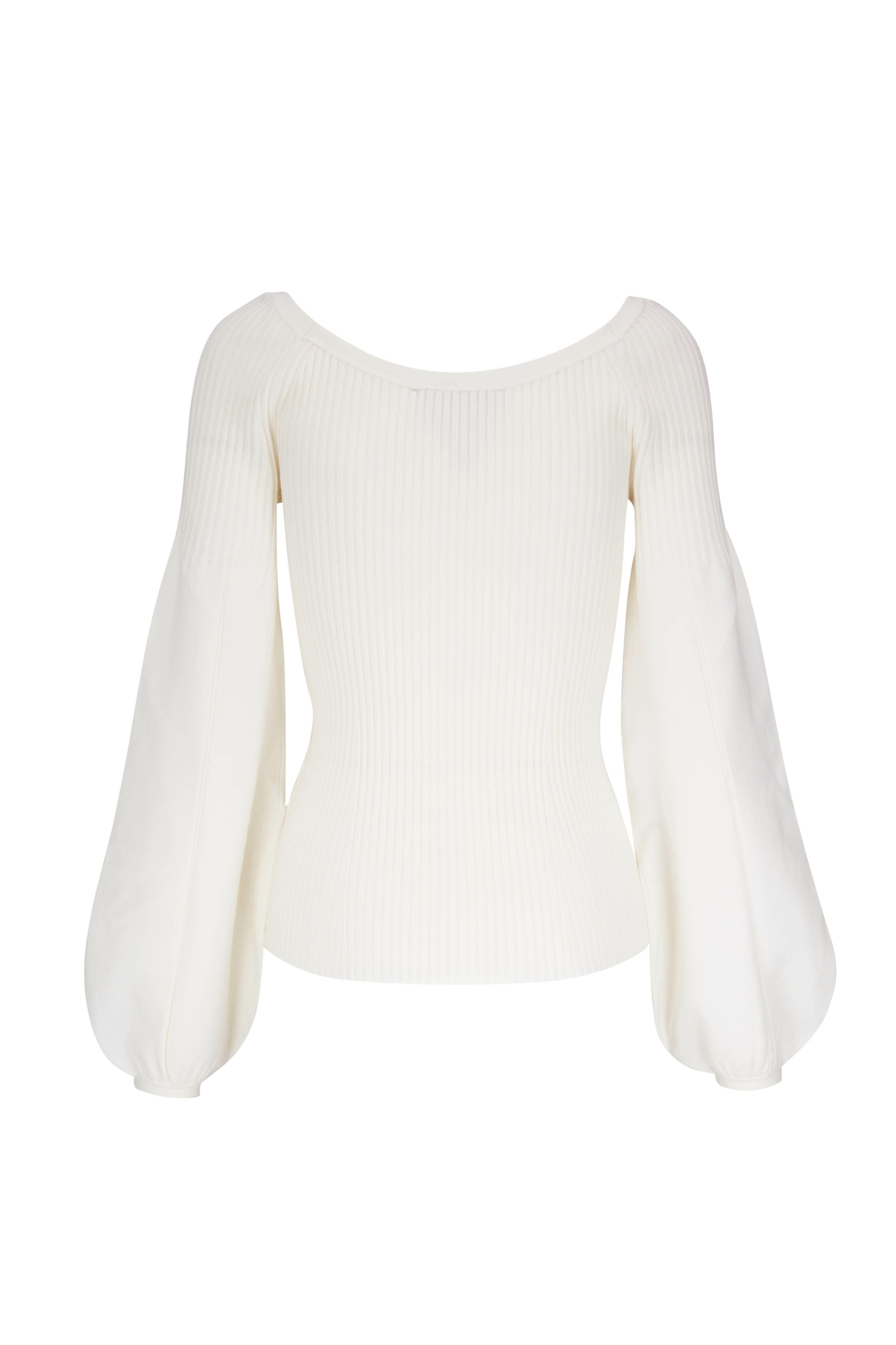 Dorothee Schumacher - Sleek Rib White Pullover | Mitchell Stores