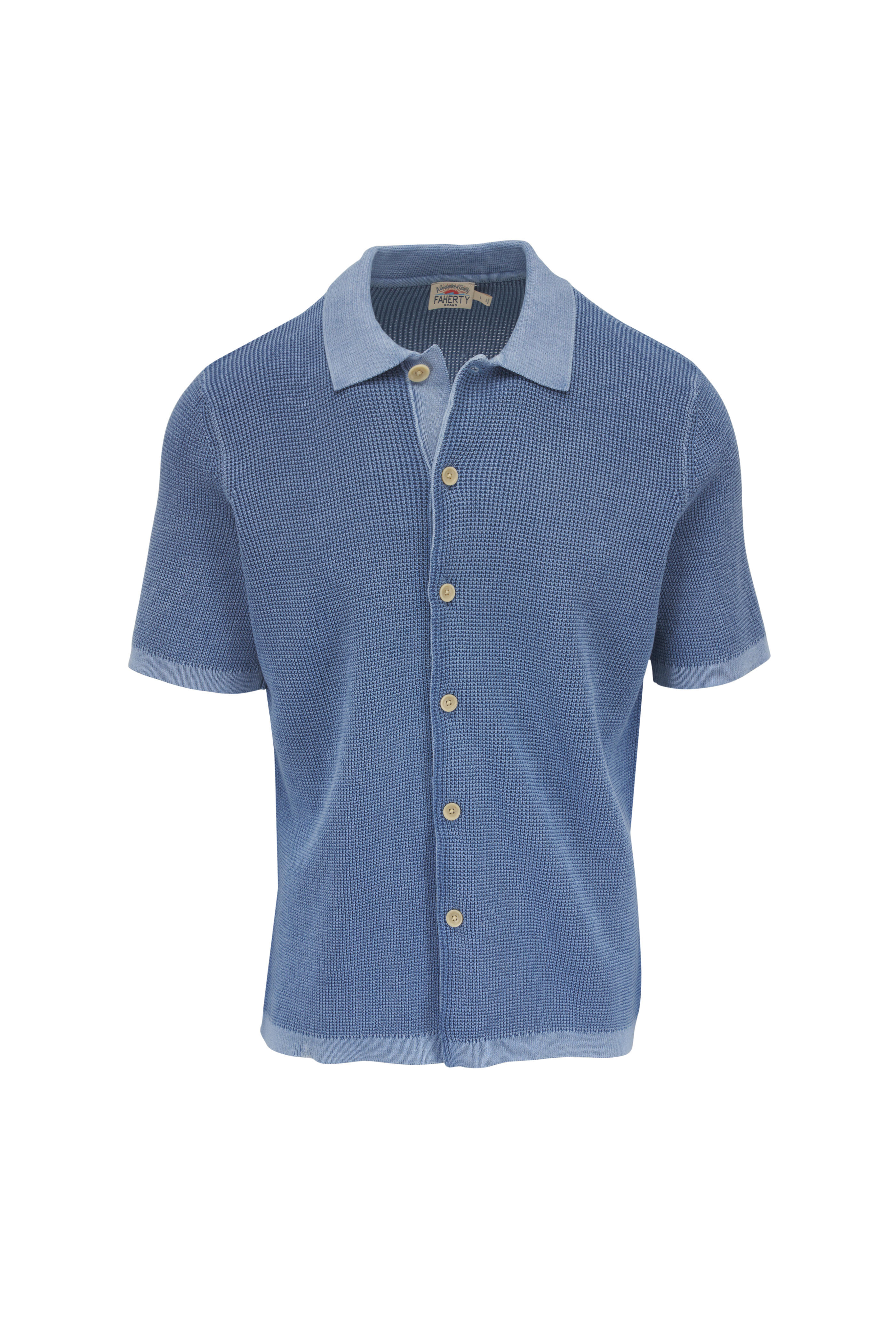 Faherty Brand - Sunwashed Blue Organic Cotton Sweater Shirt