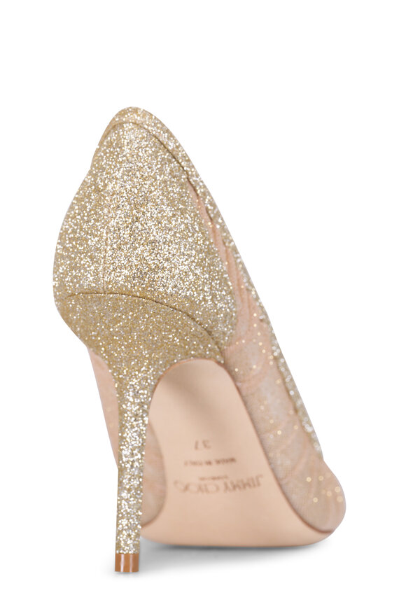 Jimmy Choo - Love Gold Glitter Tulle Pump 85MM