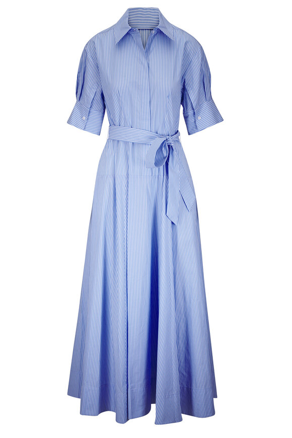 Simkhai Truman Periwinkle Stripe Cotton Shirtdress