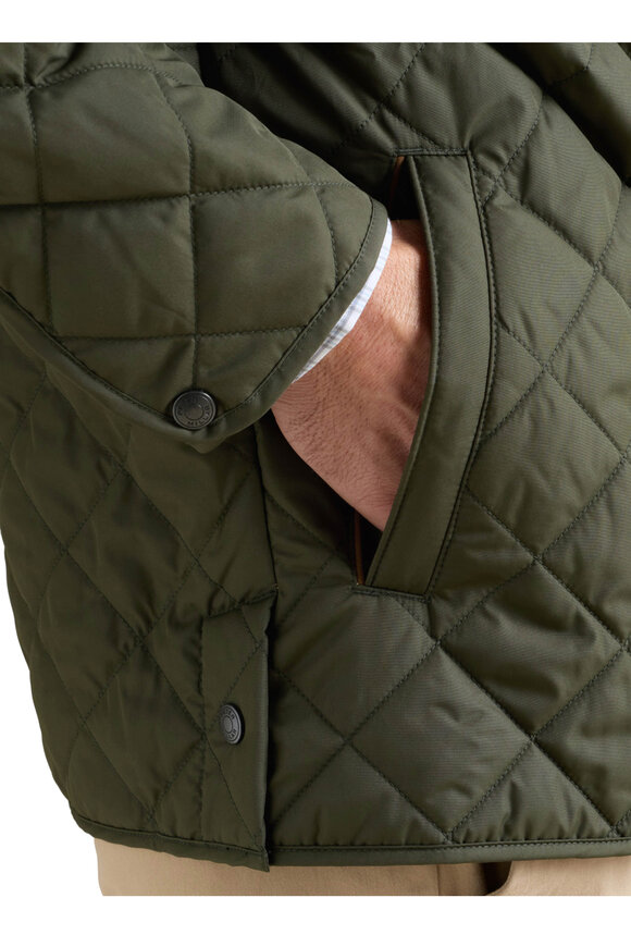 Peter Millar Suffolk Dark Olive Quilted Coat - view 4