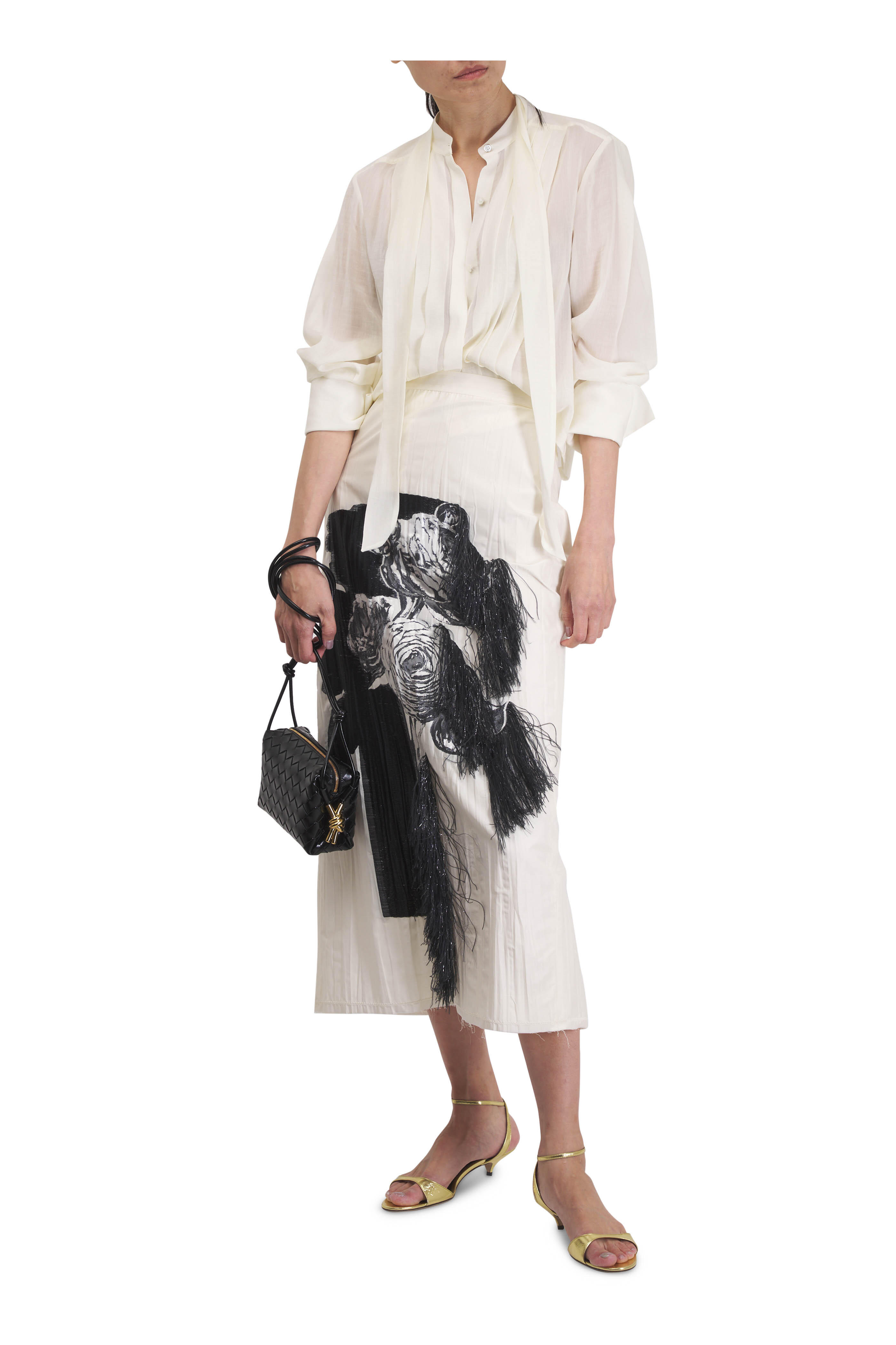 Bottega Veneta - Mini Loop Metal Knot Black Intrecciato Bottega Veneta - Mini Loop Metal Knot Black Intrecciato