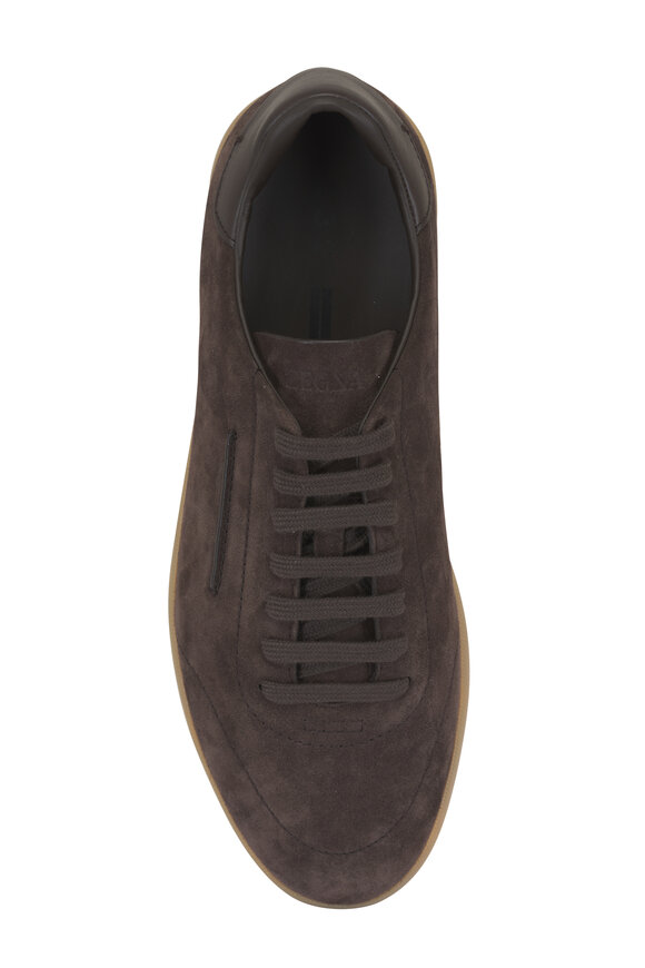 Zegna Dark Brown Suede Low Top Sneaker - view 3