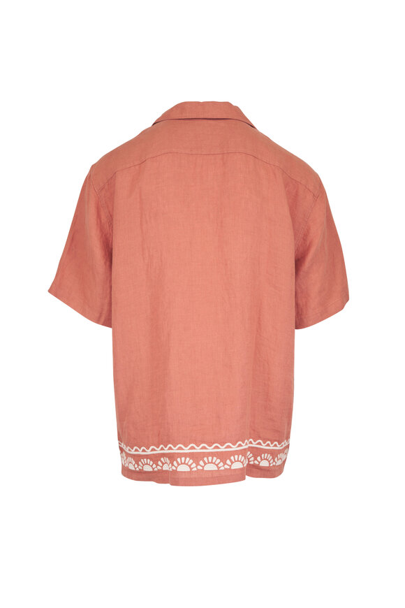 Faherty Brand Brick Embroidered Linen Shirt - view 2