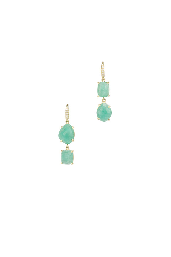Lauren K 18k Yellow Gold Emerald & Diamond Earring - view 1