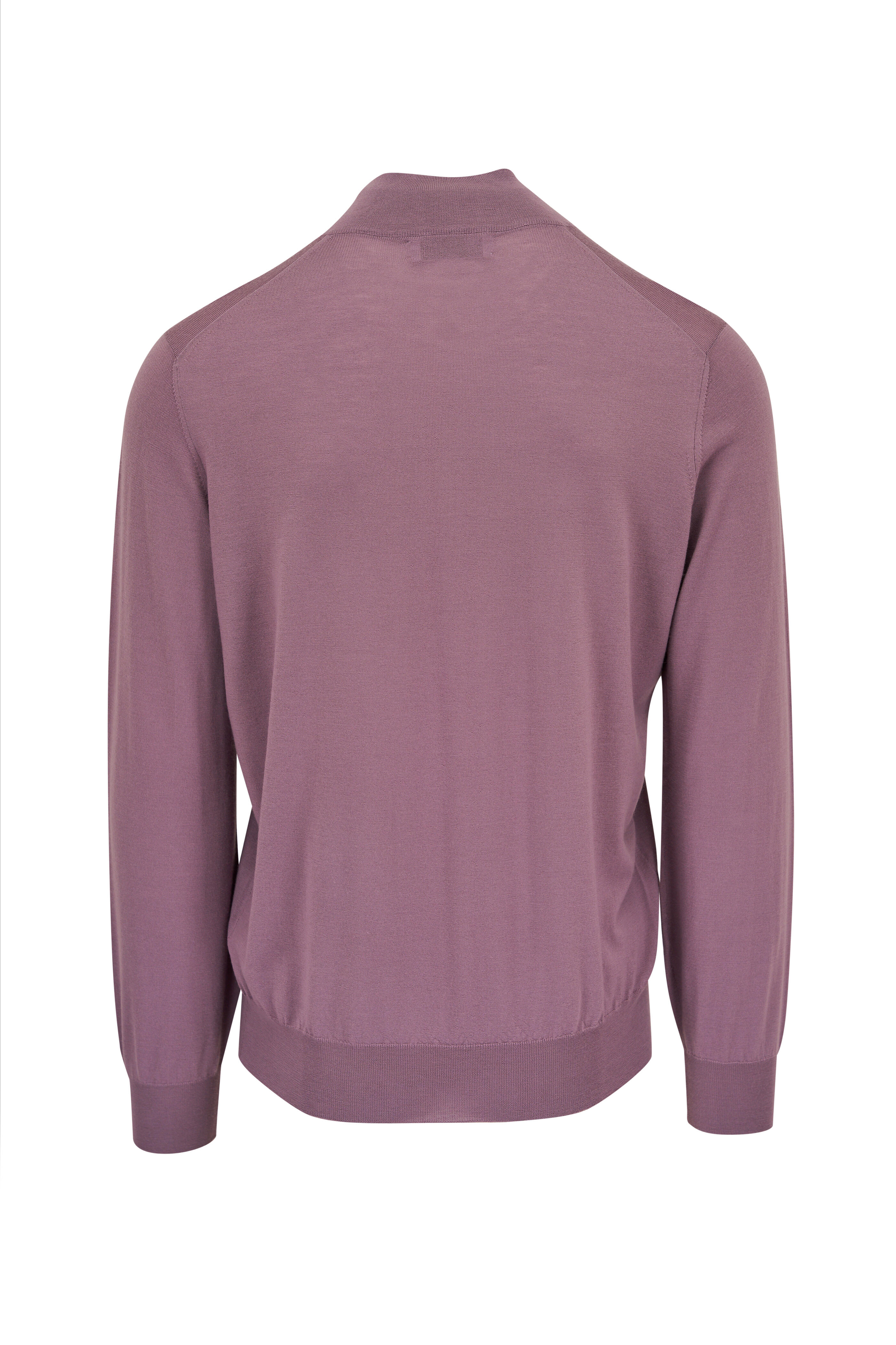 Brunello Cucinelli - Solid Purple Wool & Cashmere Zip Cardigan