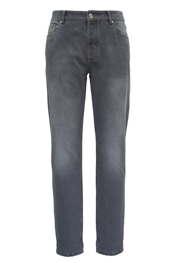 Brunello Cucinelli - Grey Traditional Fit Cropped Jean