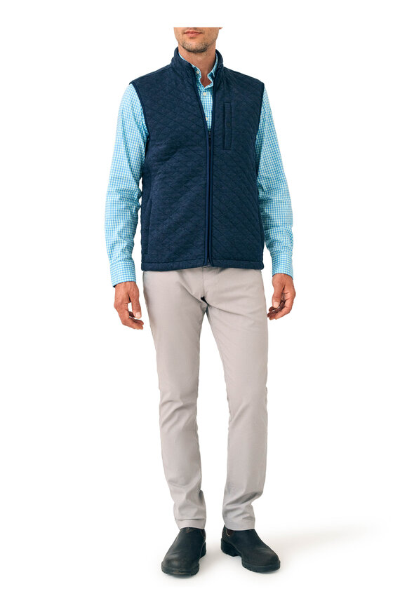 Faherty Brand - Epic Navy Mélange Quilted Fleece Vest