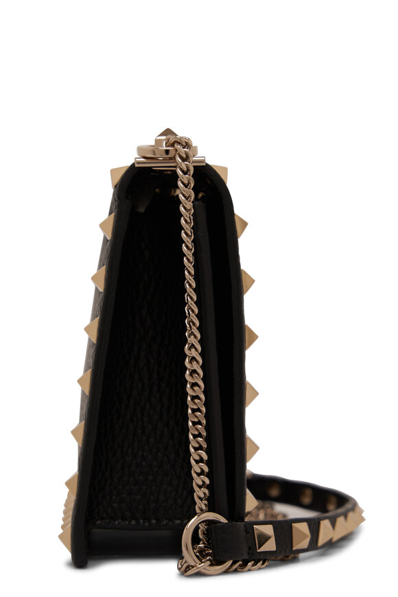 Valentino Garavani - Black Leather Rockstud Chain Pouch 