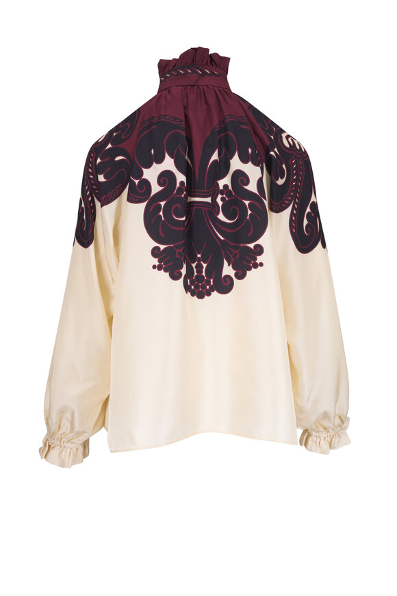 La Double J - Cerere Black & Ivory Printed Silk Blouse