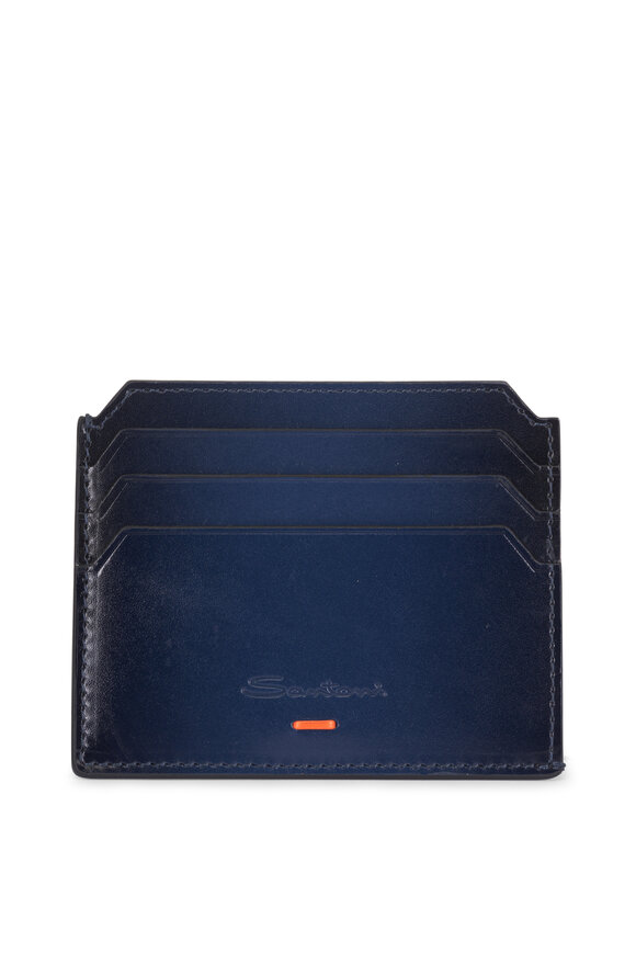 Santoni Blue Leather Card Case - view 1