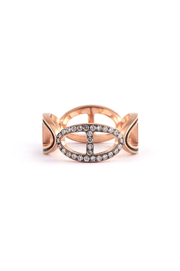 Sylva & Cie 14k Rose Gold Diamond Buckle Band Ring