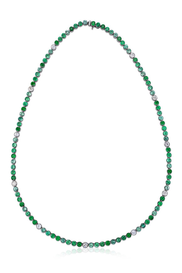 Nam Cho 18k Emerald Sapphire Diamond Riviera Necklace