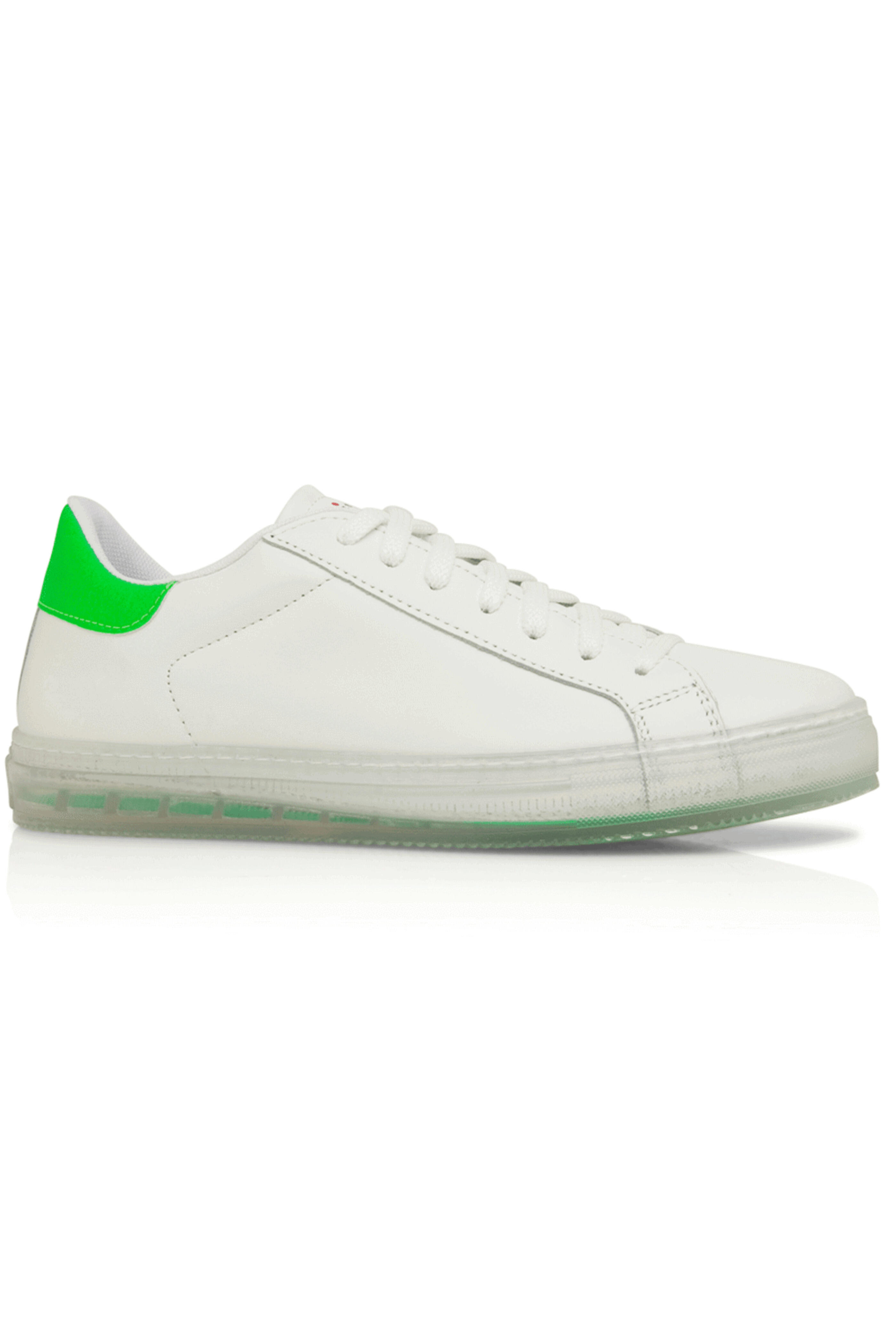 Kiton - Leather Sneaker with Clear Sole in Neon Green Kiton - Leather Sneaker with Clear Sole in Neon Green