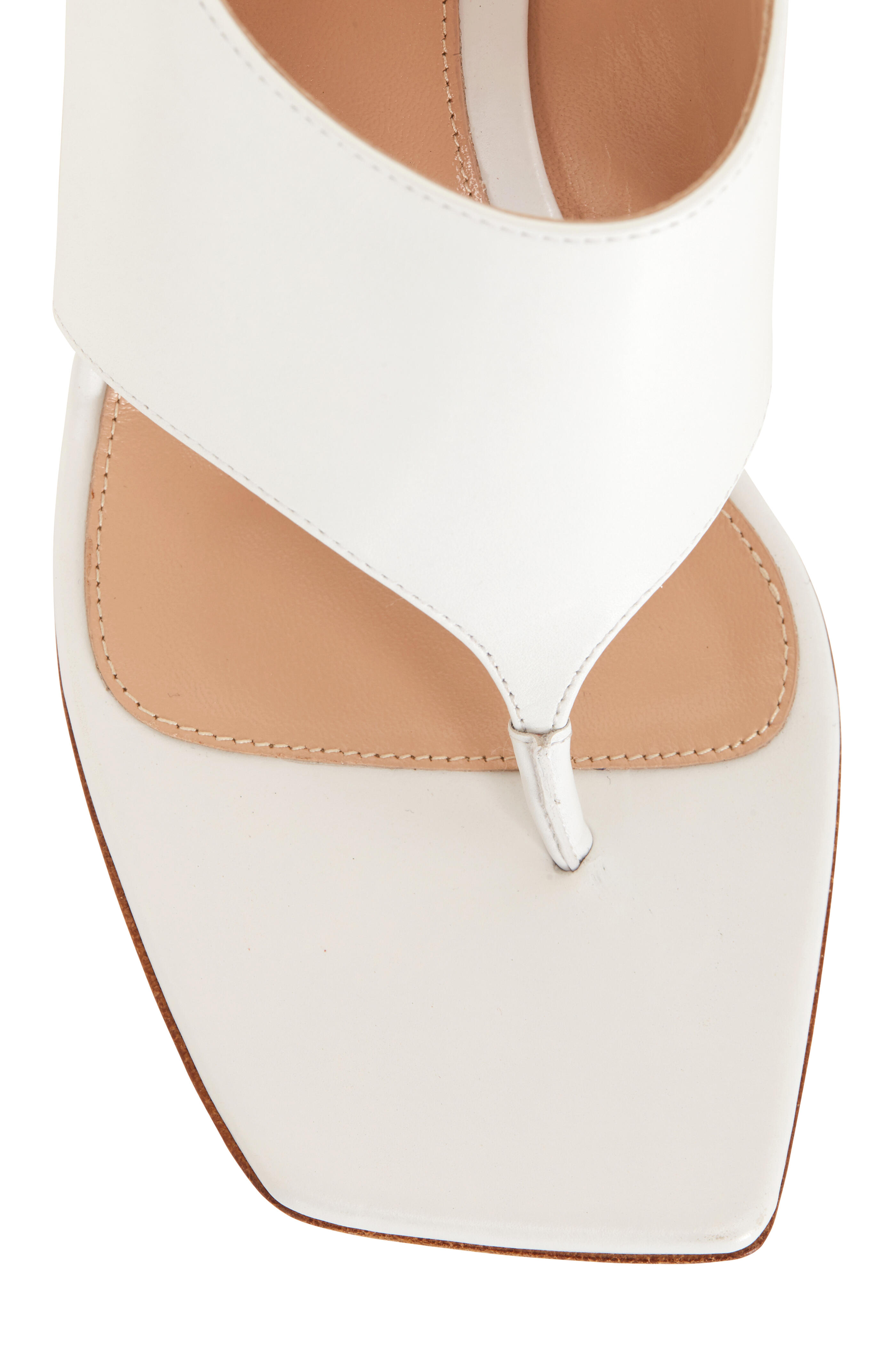 新品 Gianvito Rossi サンダル ホワイト 38 Gianvito Rossi - White Leather Square Toe Slingback Flip