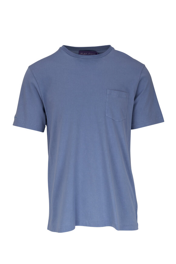 Ralph Lauren Purple Label Blue Cotton Pocket T-Shirt 