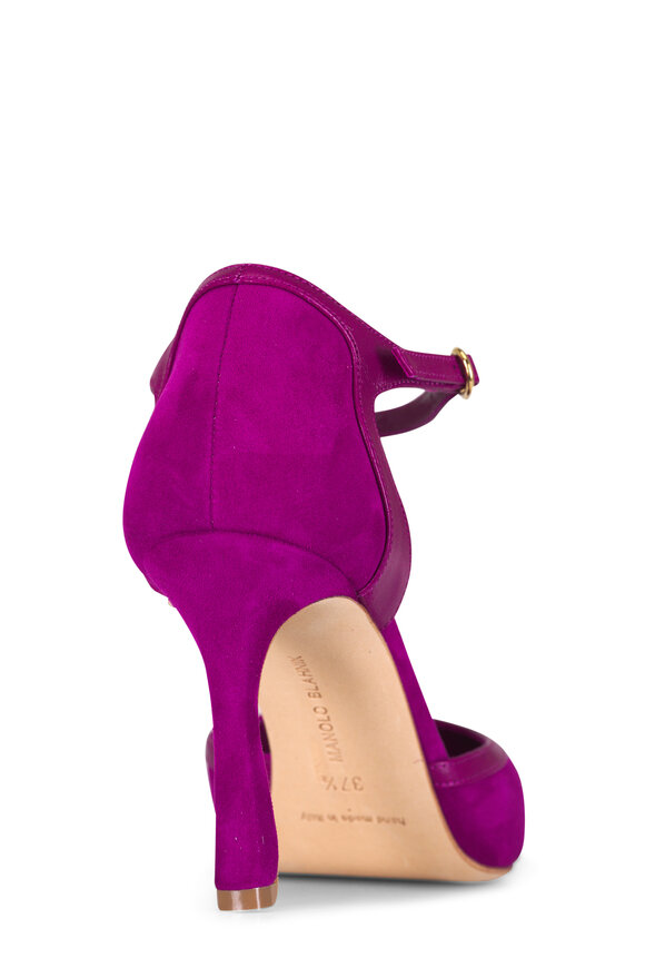 Manolo Blahnik Verdusan Hydra Burgundy Suede Pump, 90mm - view 3