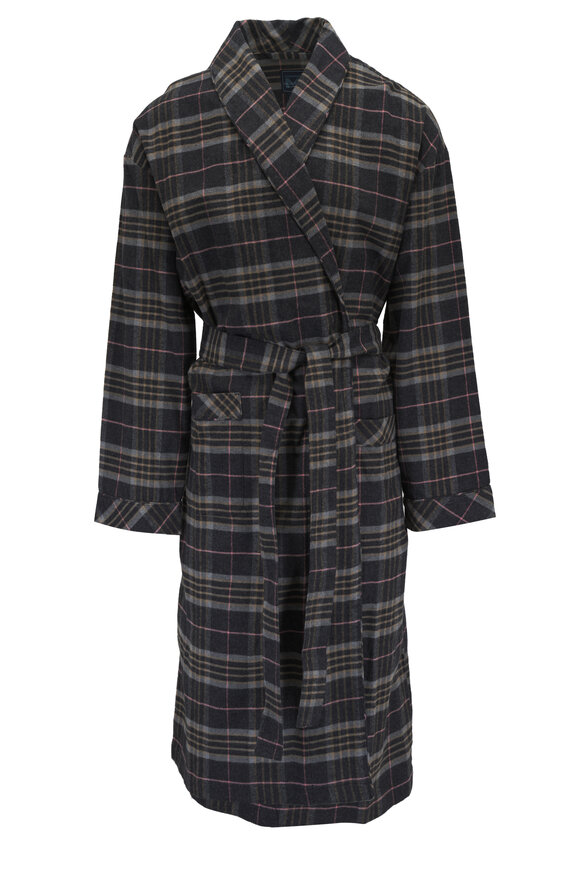 Majestic Charcoal Gray Flannel Cotton Robe