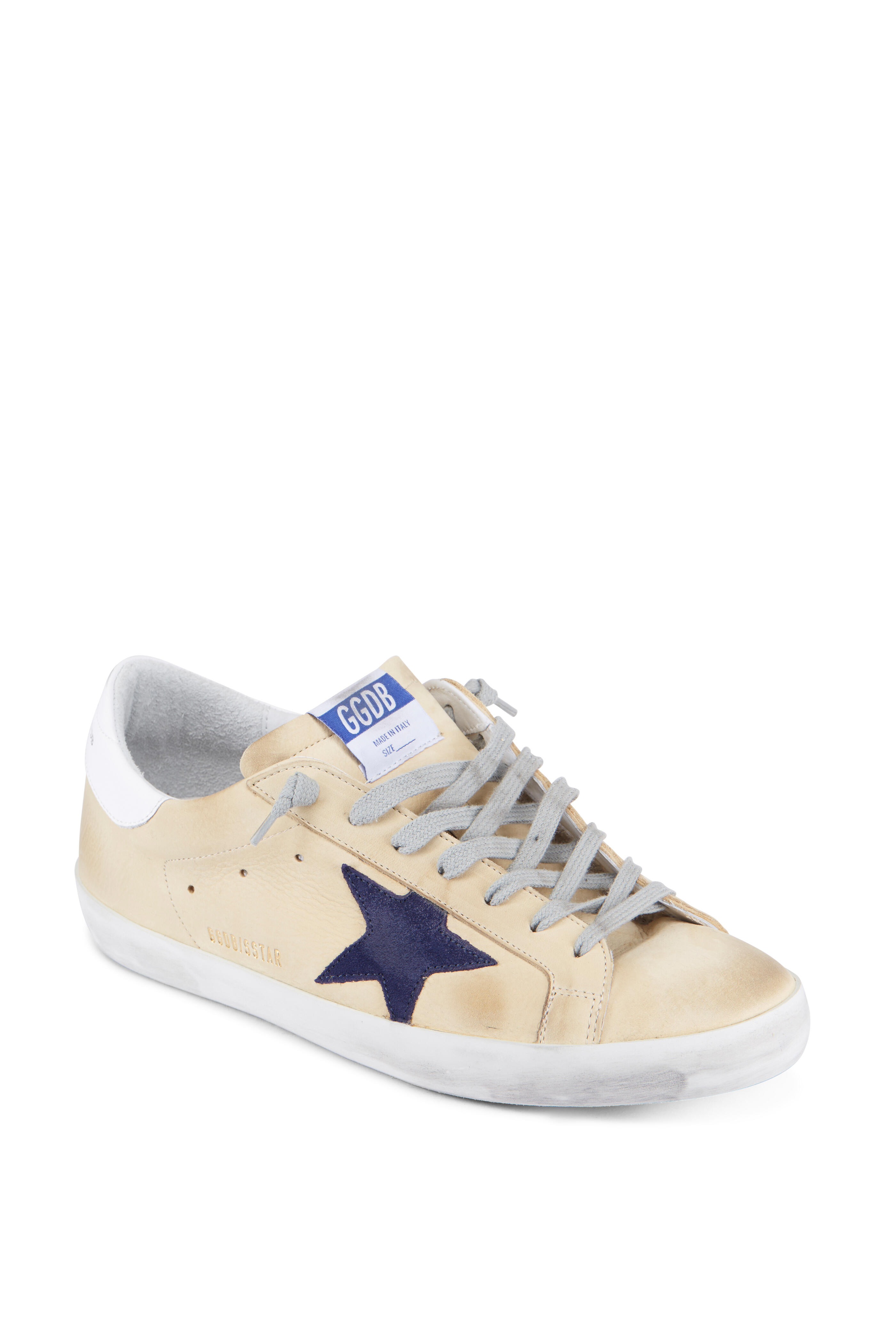 Golden Goose - Men's Leather Cream Blue Star Sneaker