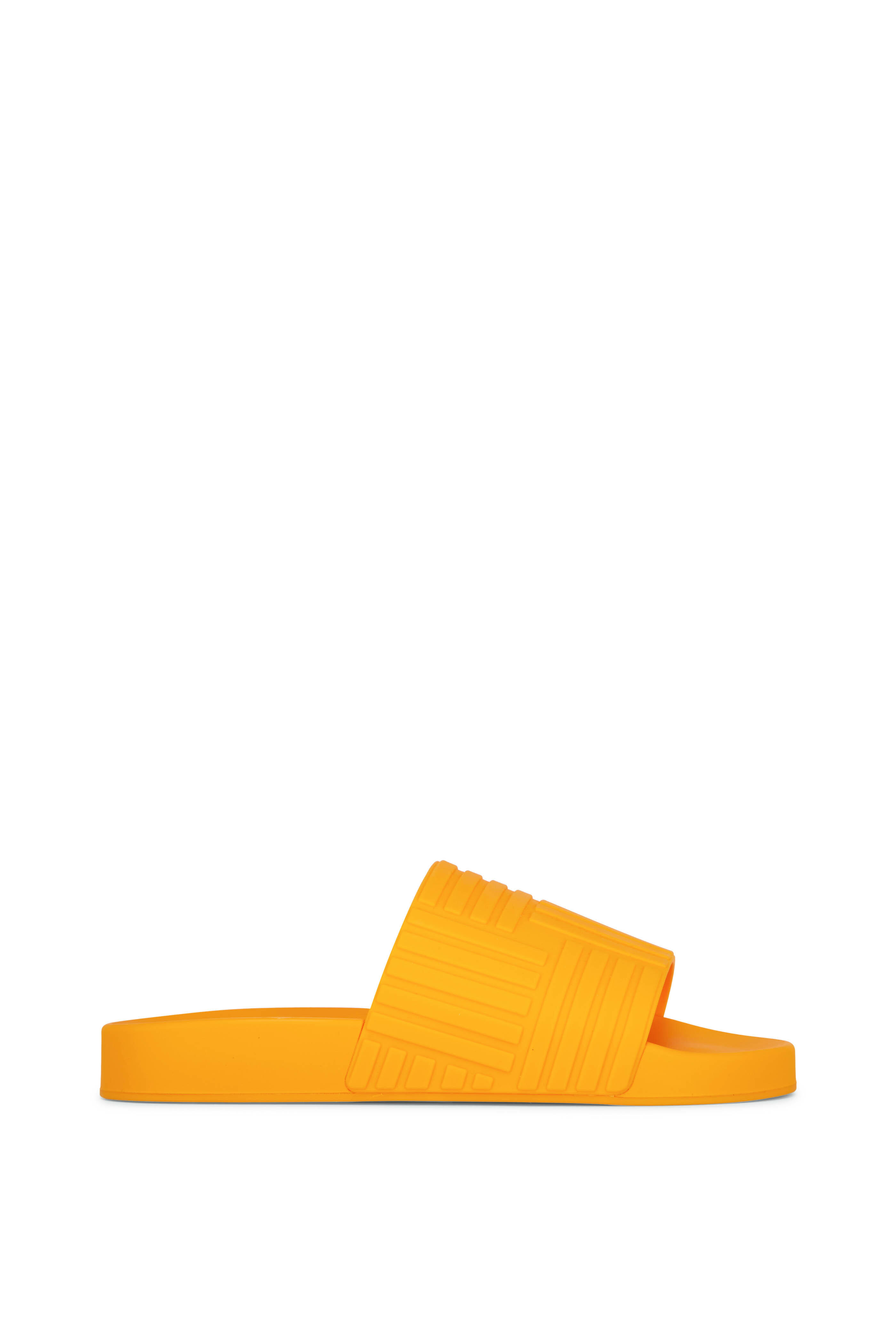 BOTTEGA VENETA イエローミュール Bottega Veneta - Tangerine Rubber Pool Slide | Mitchell Stores