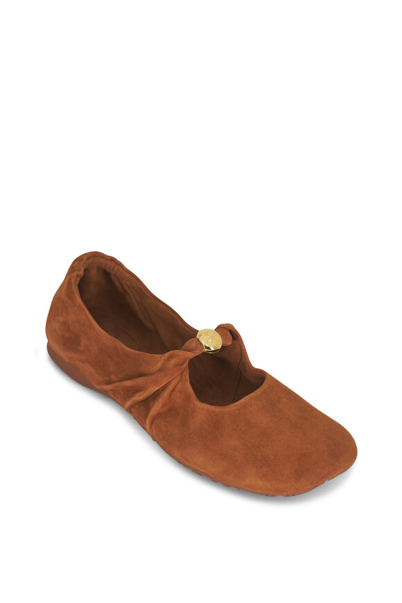 Loewe Pebble Soft Tan Suede Ballerina Flat - view 1
