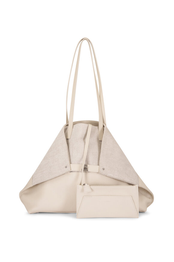 Akris Medium Ai Alabaster Linen & Leather Shoulder Tote - view 5