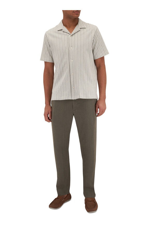 Vince - Thyme & Off White Stripe Cabana Button Down