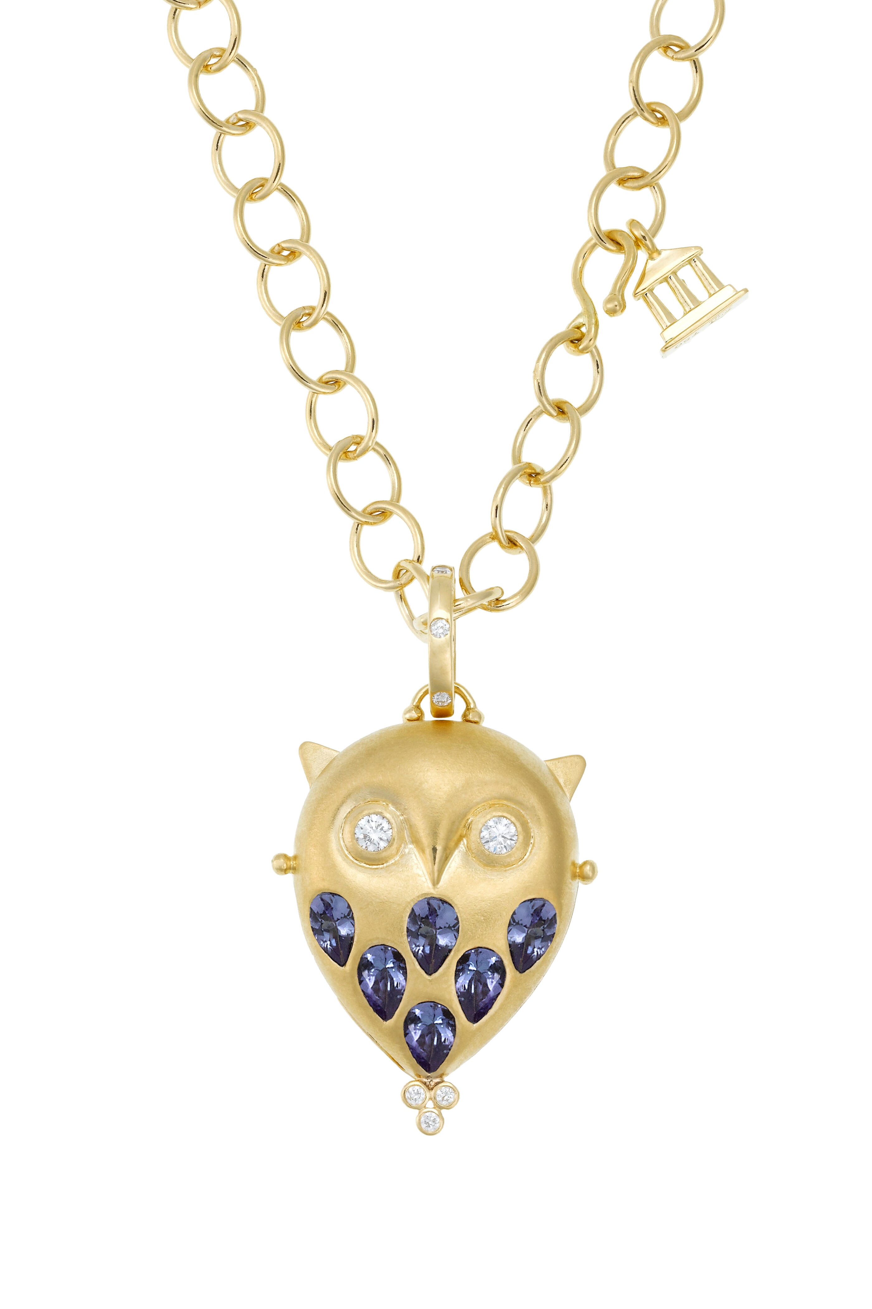 Temple St. Clair - 18K Gold Tanzanite & Diamond Owl Locket Pendant