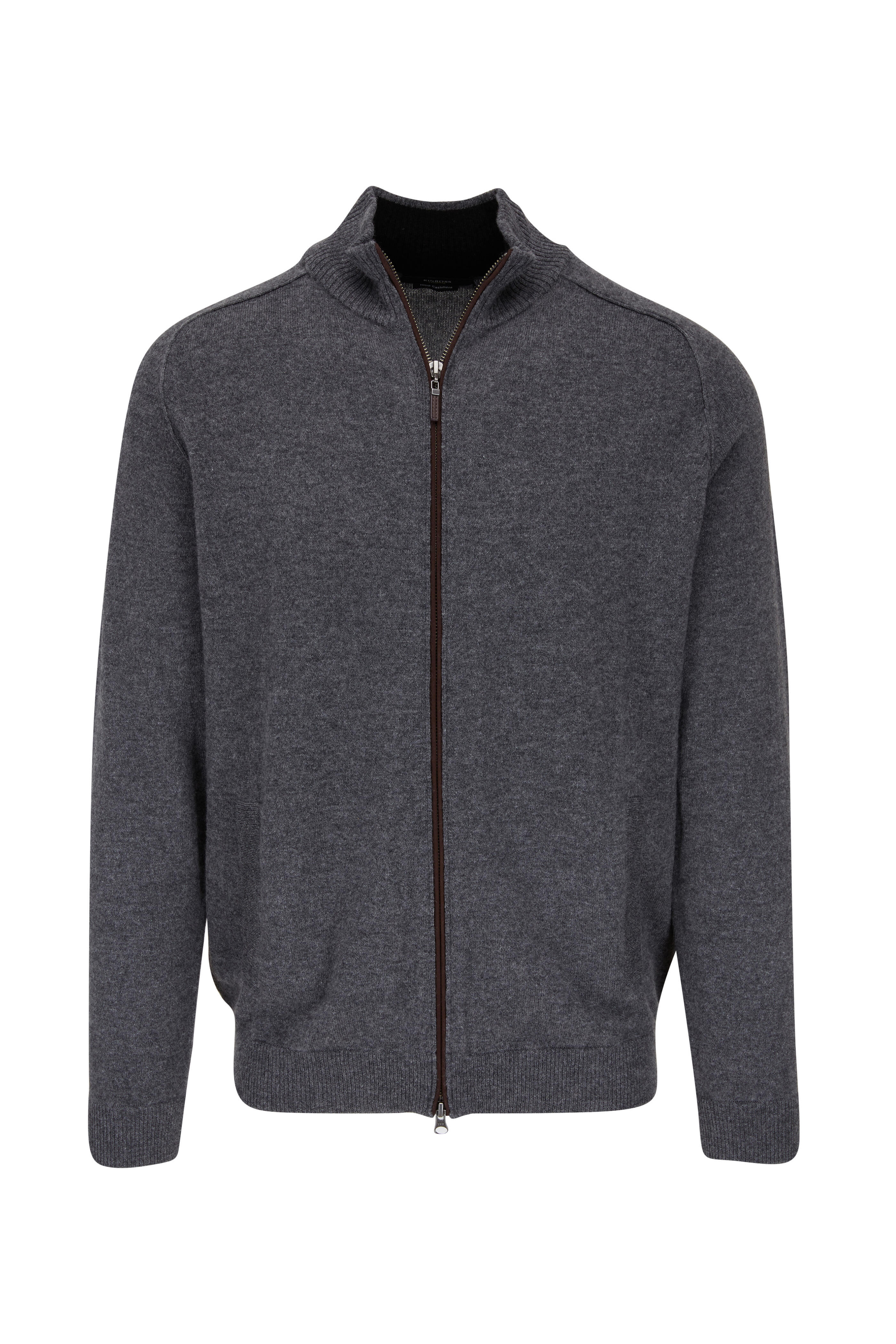 Kinross - Graphite Marbled Cashmere Full-Zip Sweater