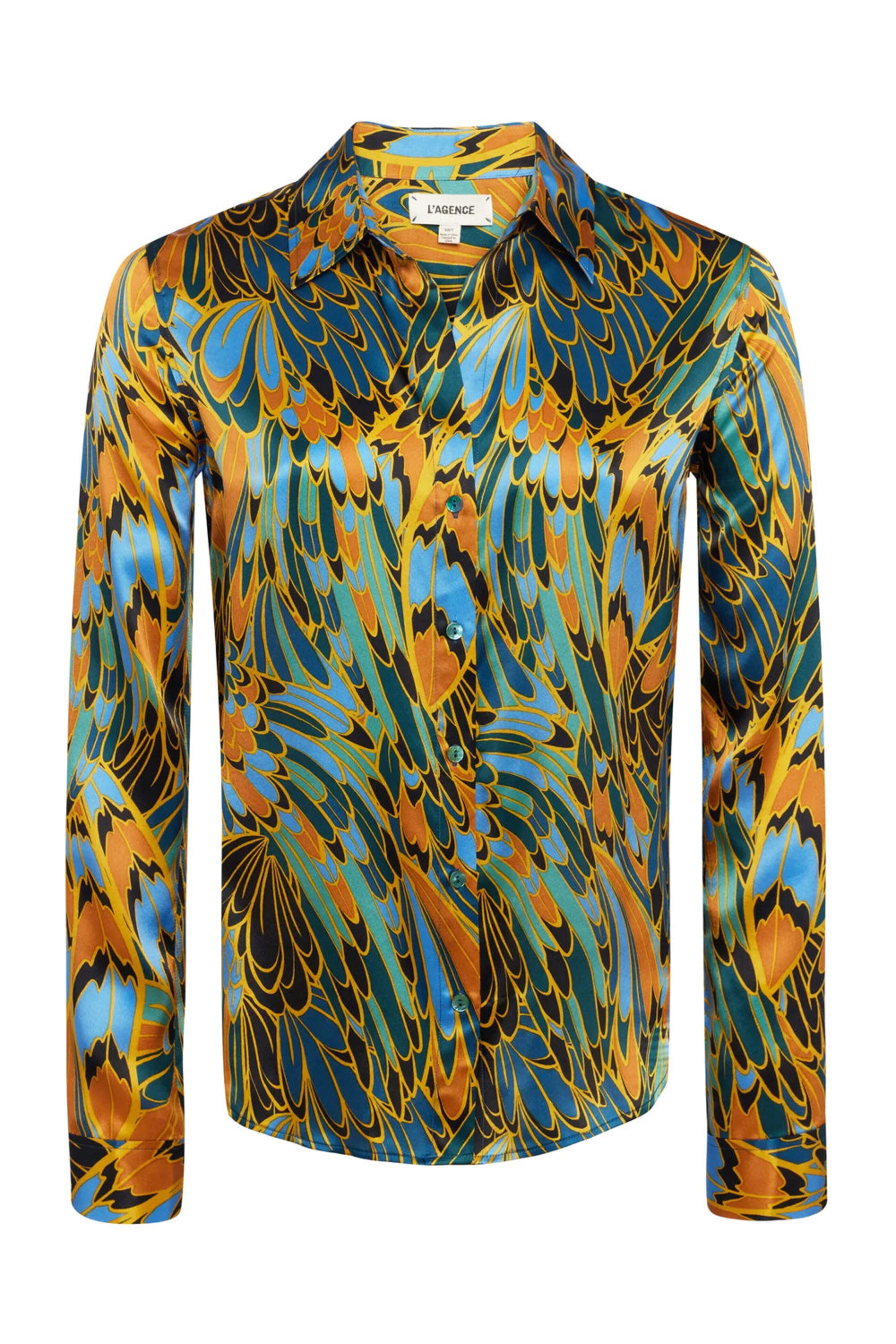 L'Agence - Blue Parrot Feather Tyler Shirt