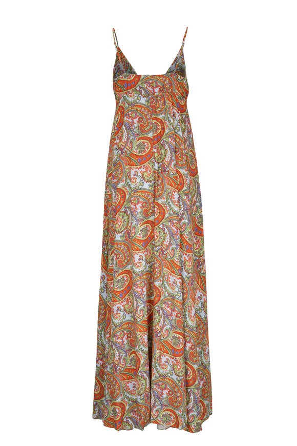 L'Agence - Stefani Light Blue Vintage Paisley Dress