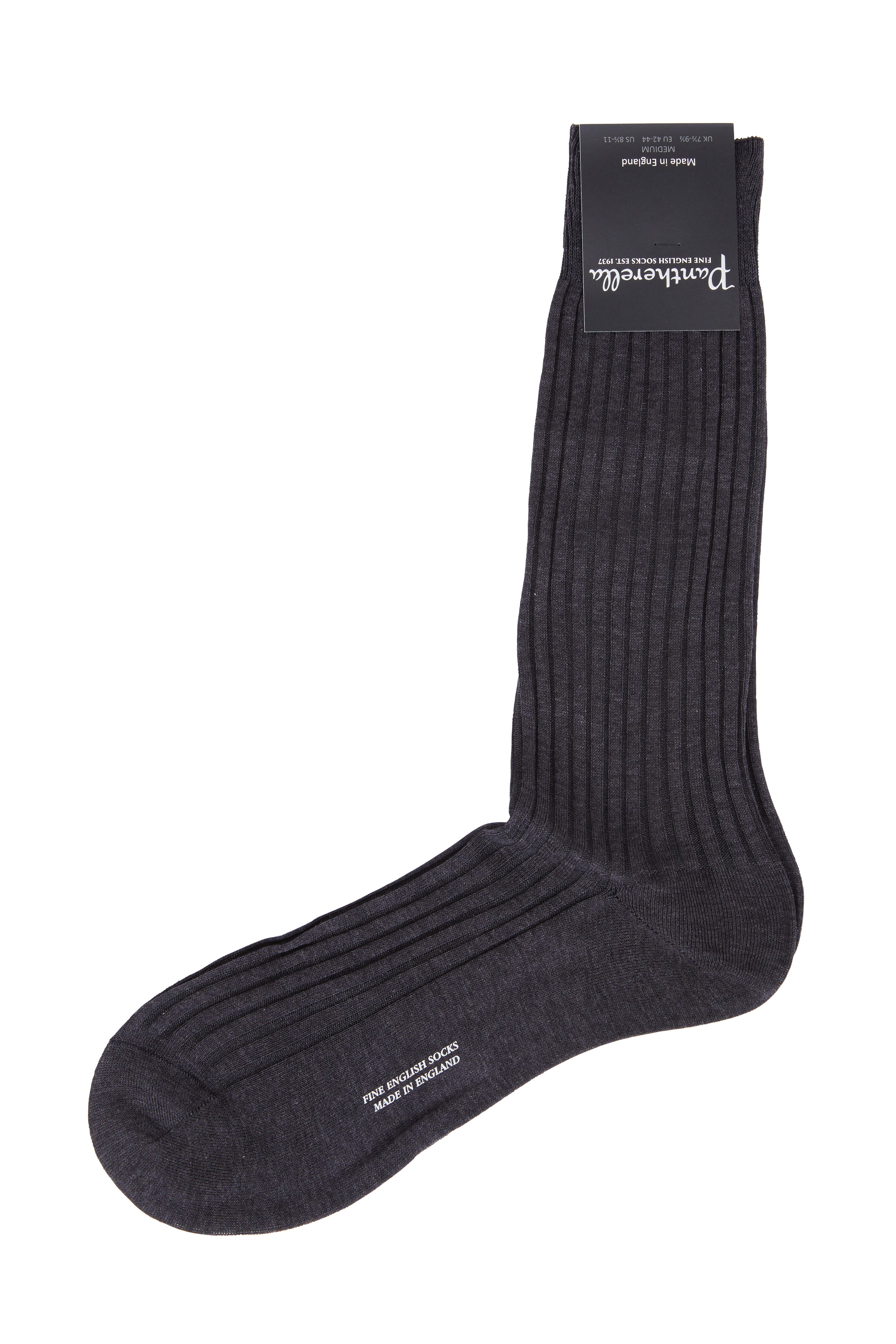 Pantherella - Charcoal Gray Egyptian Cotton Dress Socks
