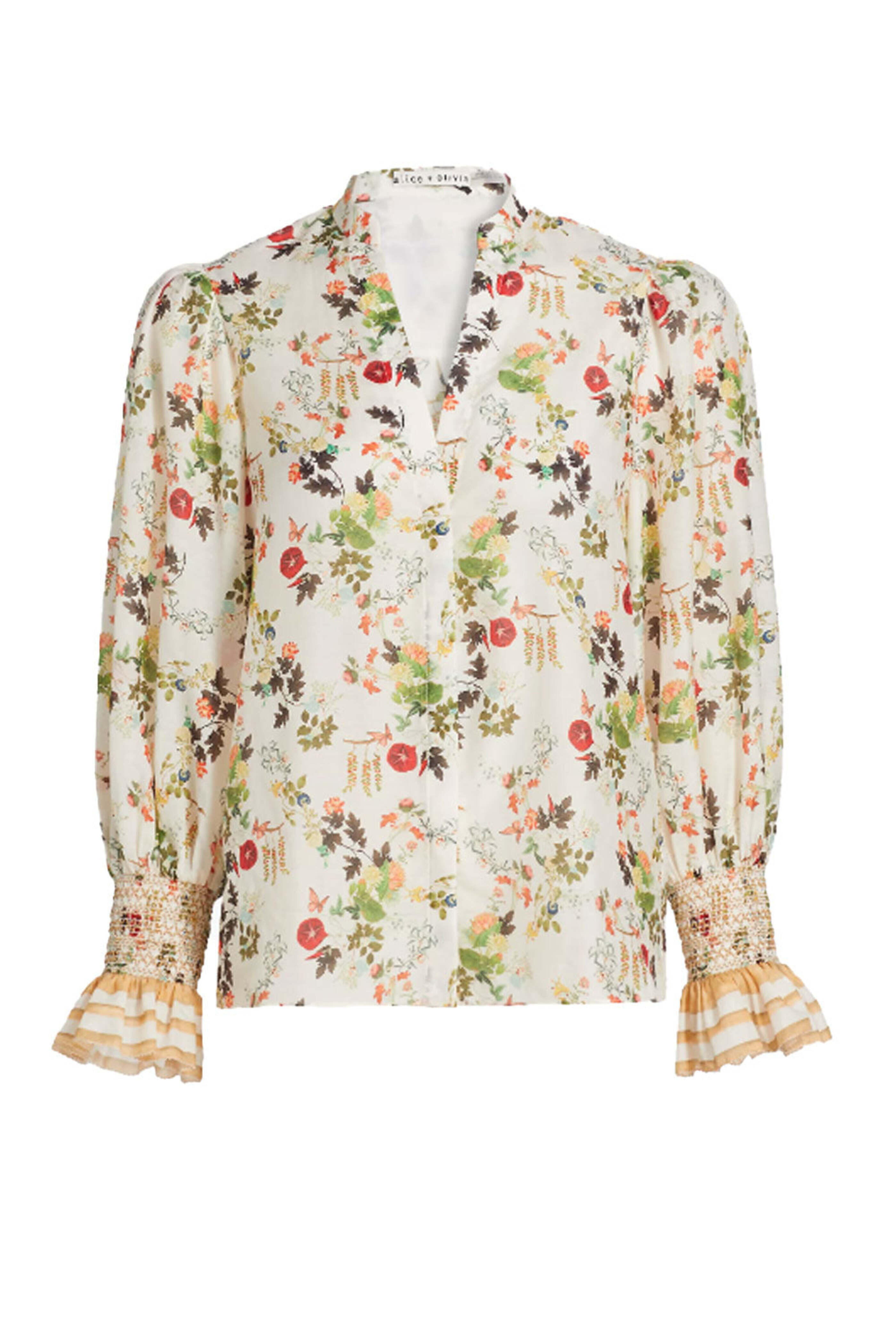 Alice & Olivia - Blush Kiss Ilan Button Front Blouse