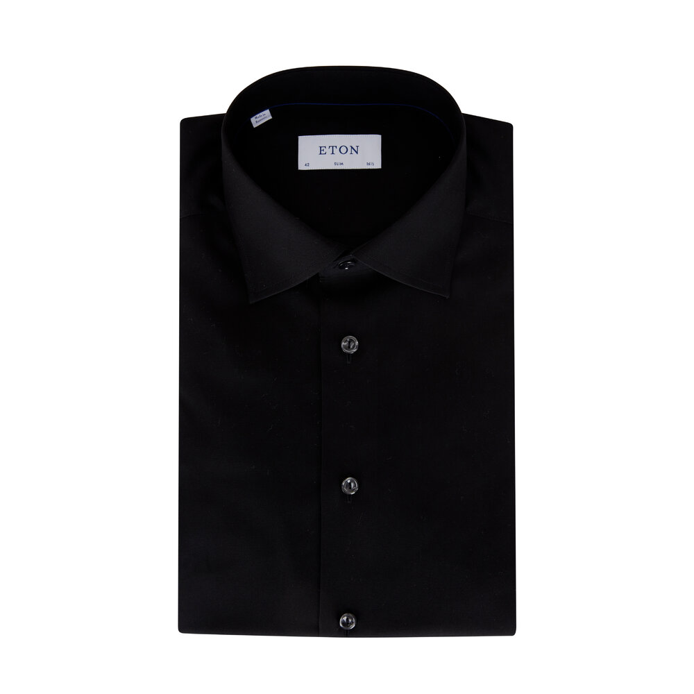 Eton Black Cotton Twill Dress Shirt Mitchell Stores