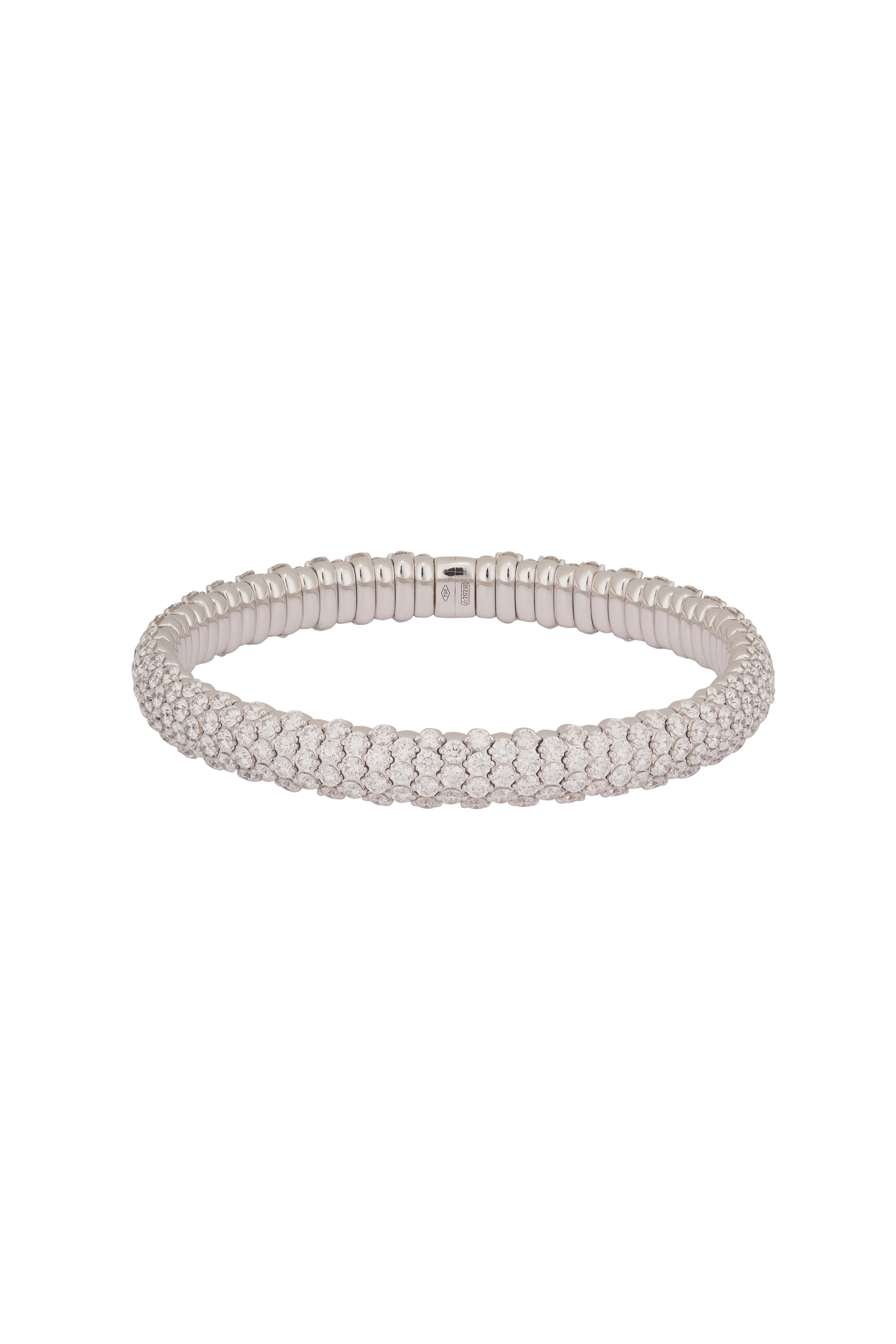 ZYDO - 18k White Gold Diamond Domed Stretch Bracelet
